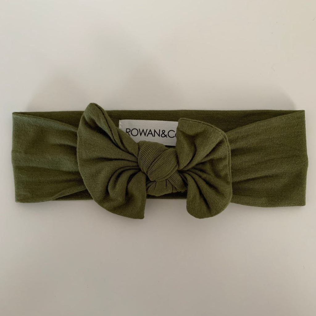 head wrap bow in olive green
