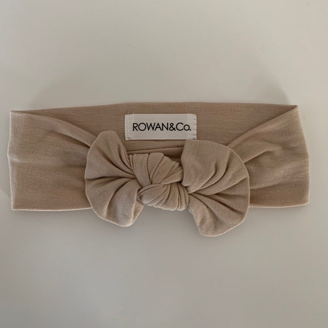 head wrap bow in tan