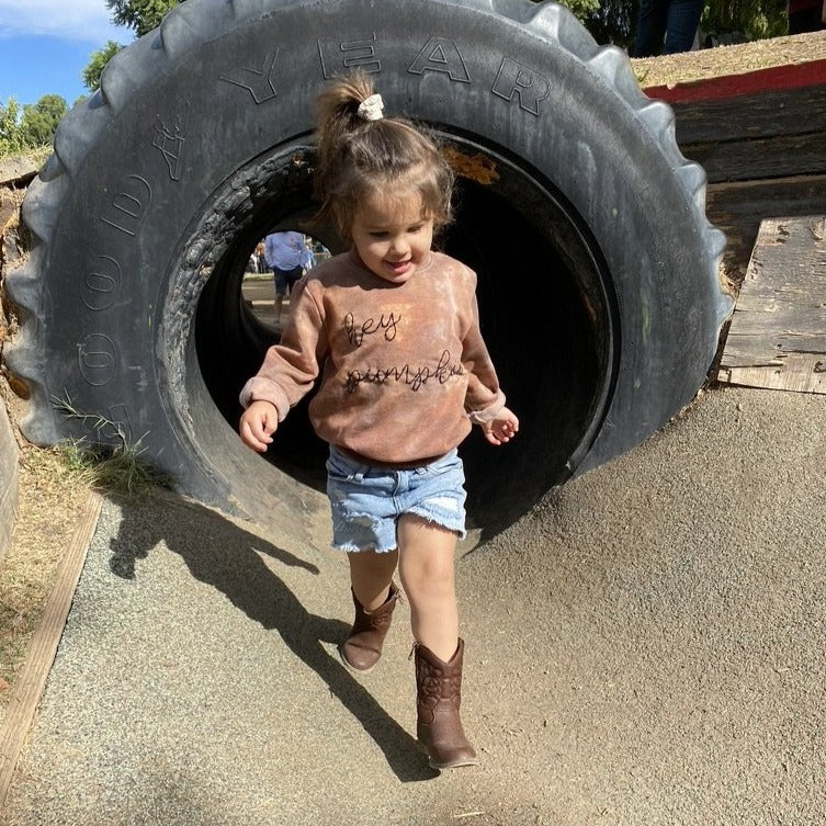 exclusive tie dye "hey pumpkin" toddler sweatshirt