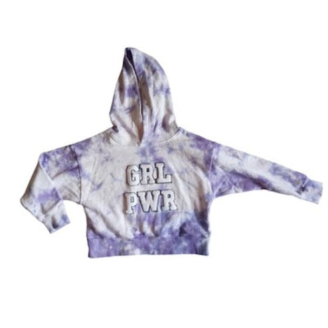 purple tie dye GRL PWR hoodie