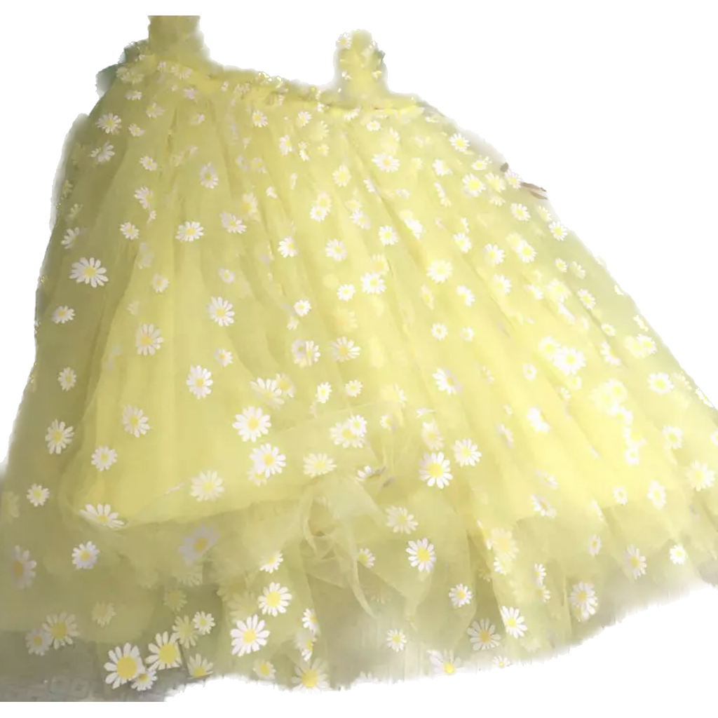 yellow daisy tulle dress