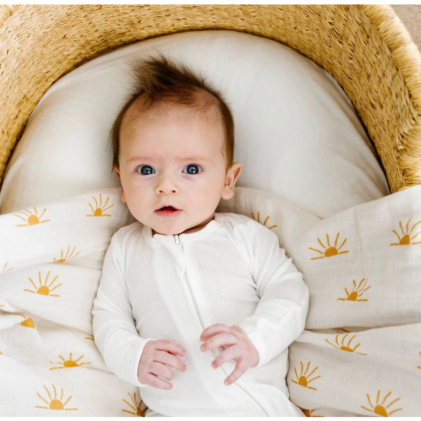 organic muslin swaddle blanket | sunshine