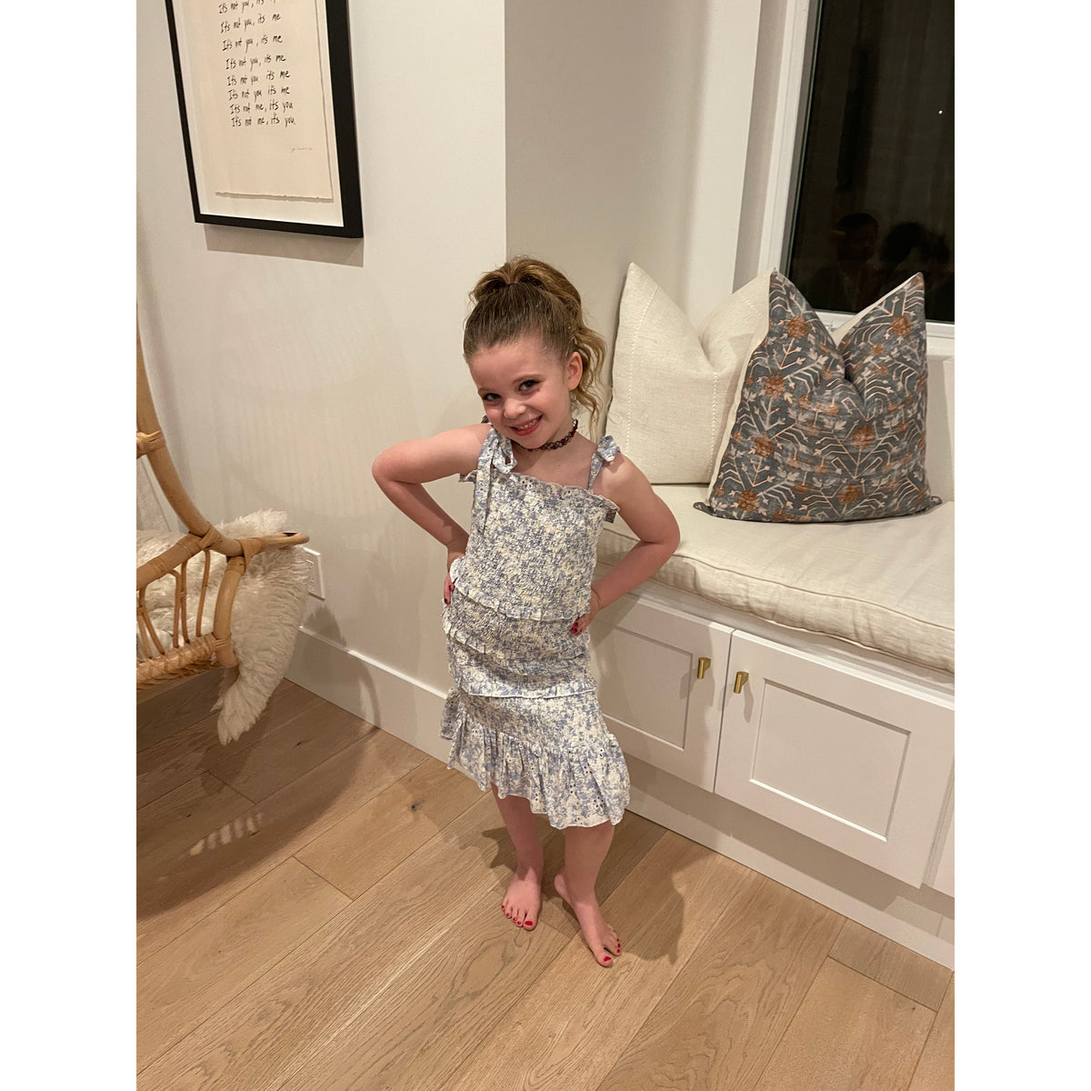 evan dress in blue floral