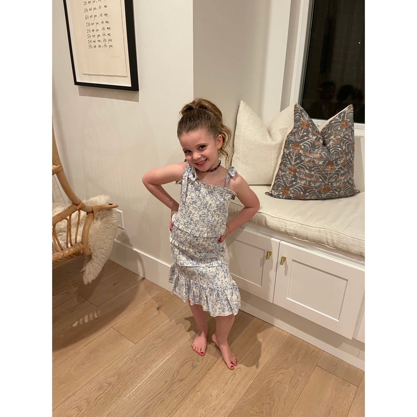 evan dress in blue floral