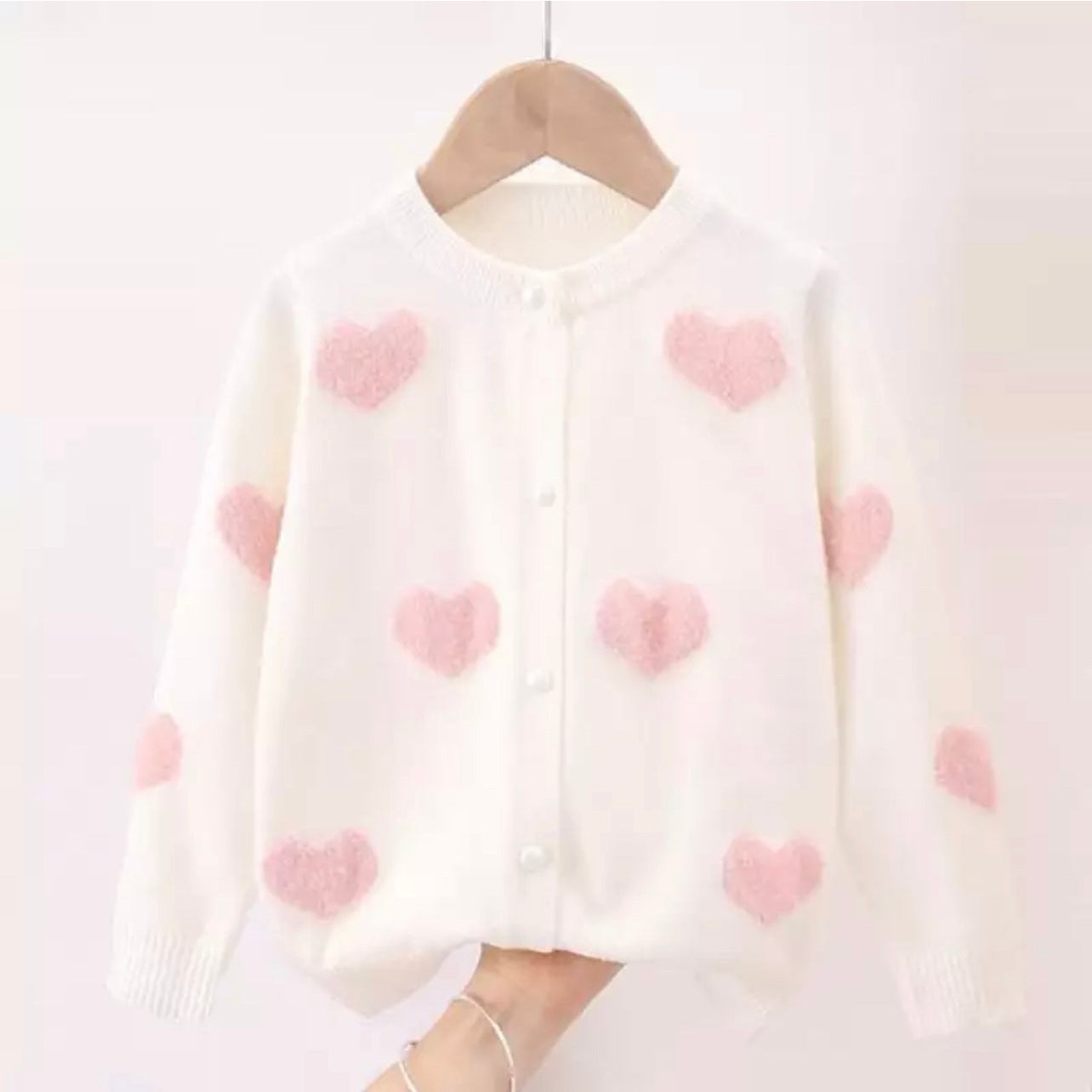 heart cardigan | white