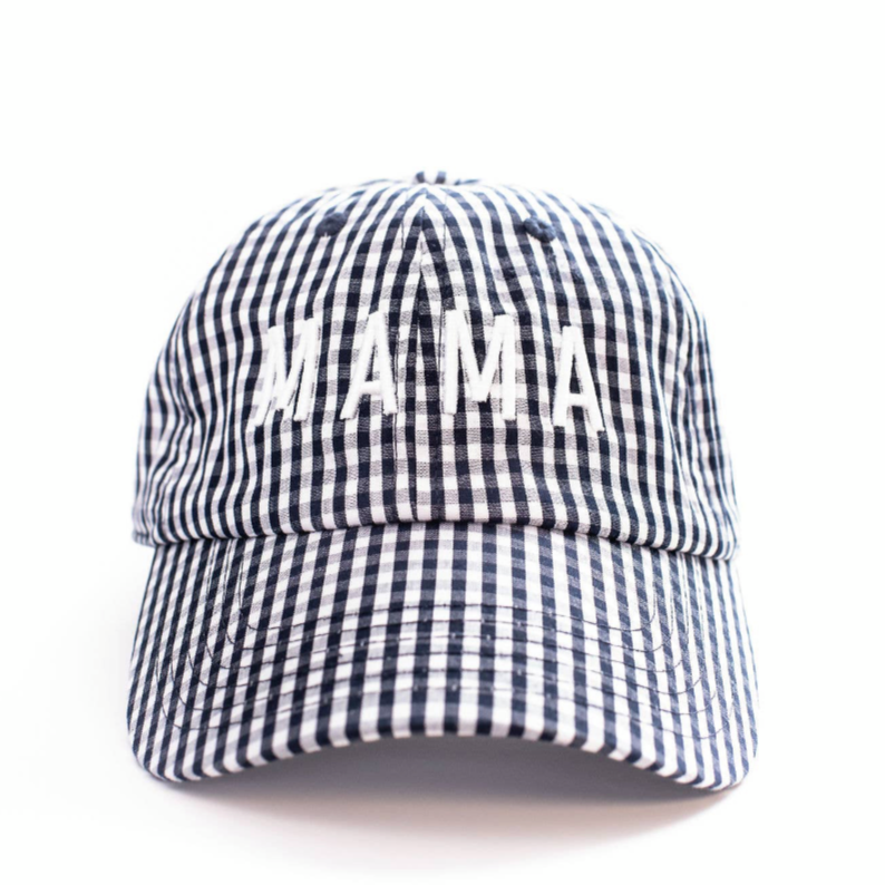 mama hat in gingham