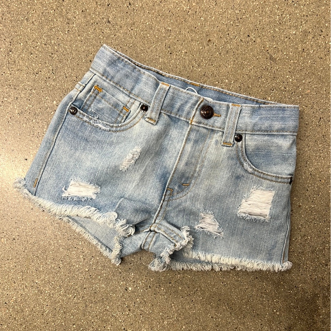 vintage levi's light wash upcycled denim cut-offs | size 6T