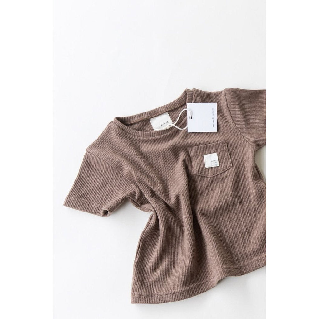 raised by water logo pocket tee in brown