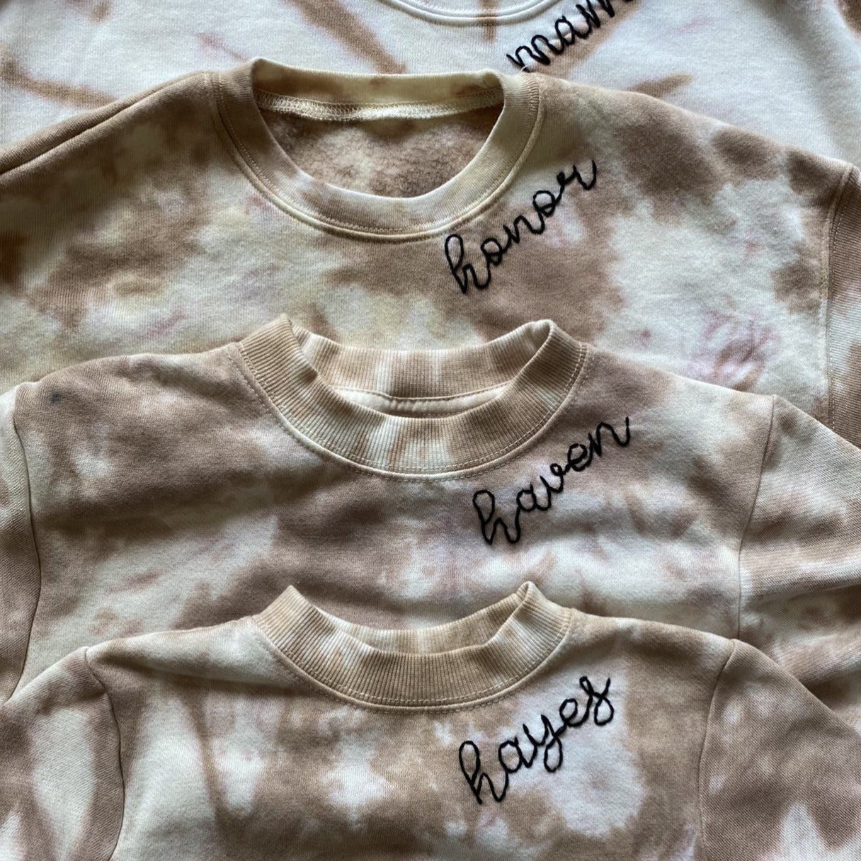 hand embroidered custom tie dye adult sweatshirt