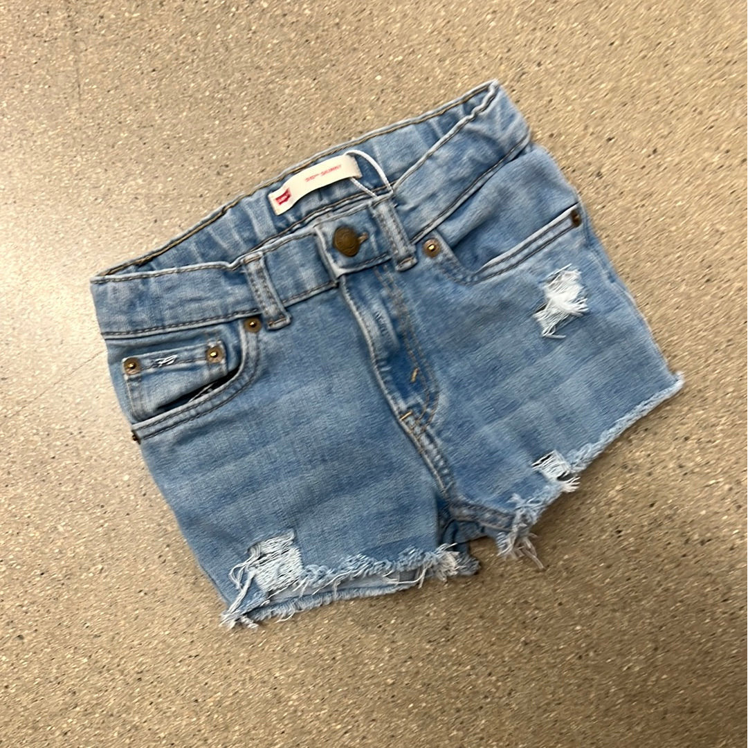 vintage levi's light wash upcycled denim cut-offs | size 6T