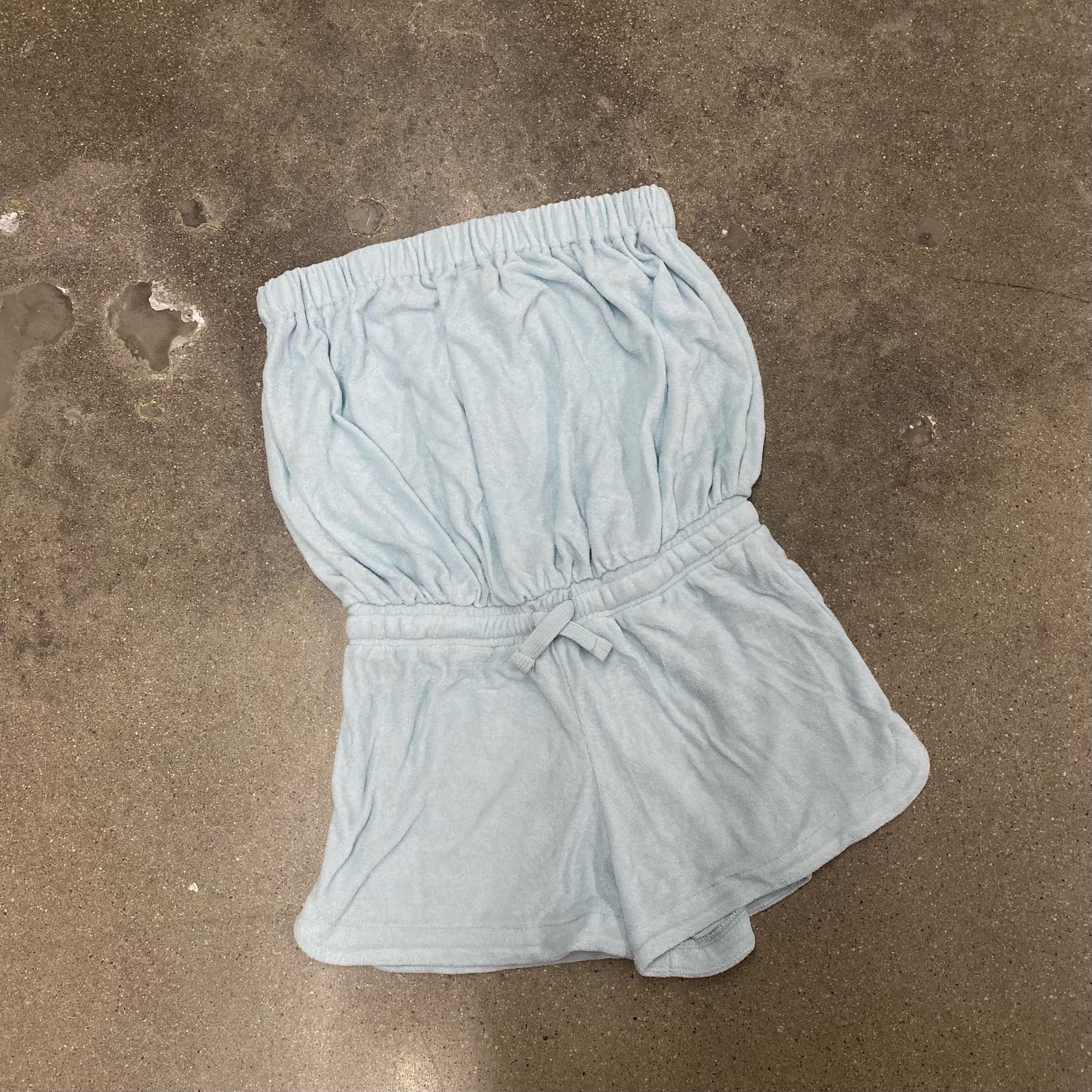 salty blue terrycloth romper