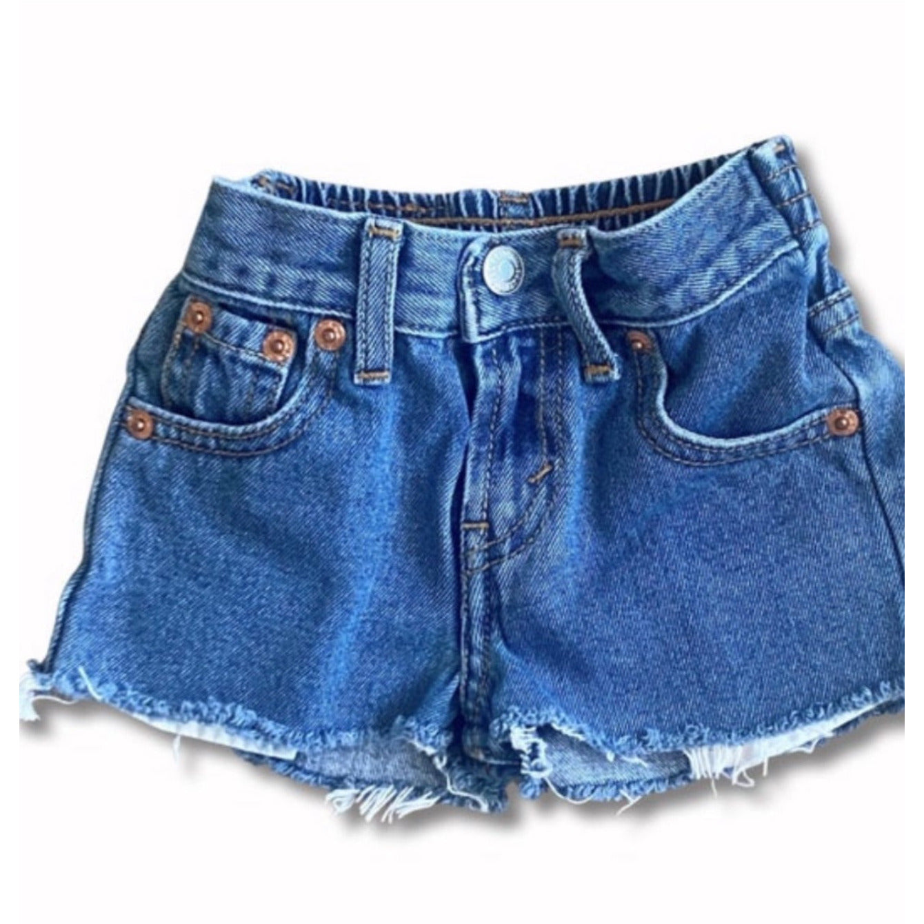 vintage levi's dark wash upcycled denim cut-offs | size 12 months