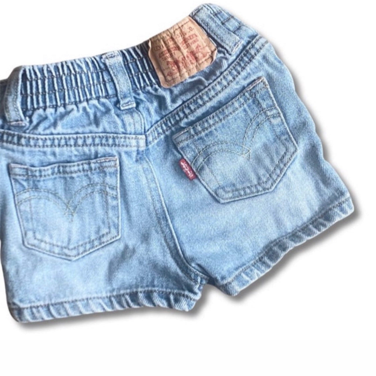 vintage levi's light wash upcycled denim cut-offs | size 12 months