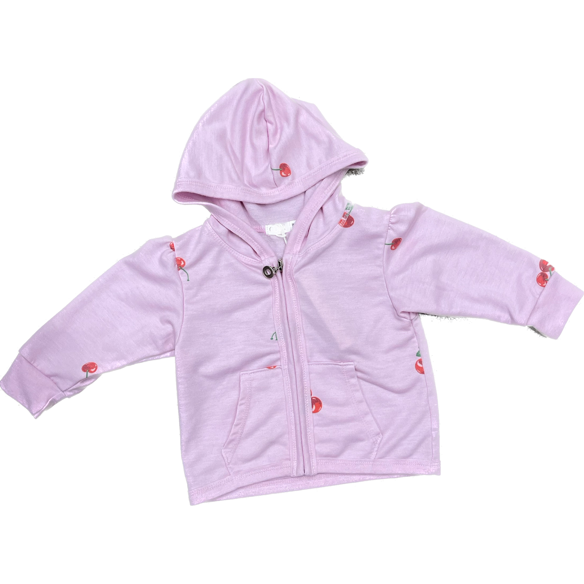 puff sleeve hooded zip jacket | pink