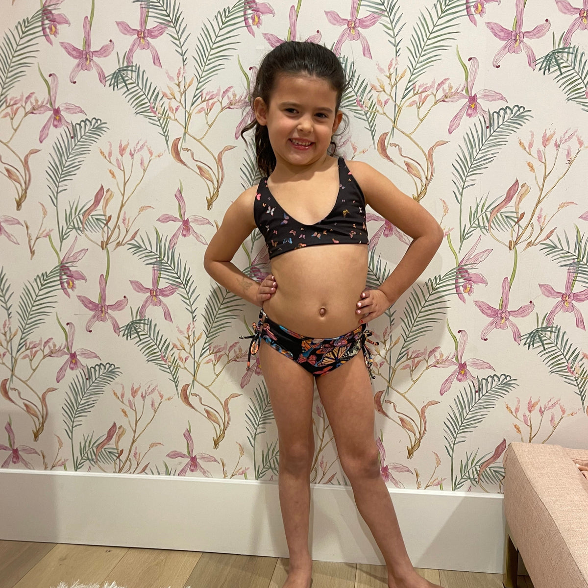 bikini suit in black butterfly