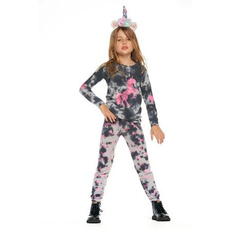 tie dye unicorn print pullover
