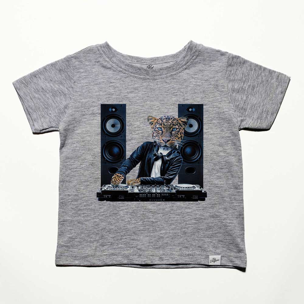 leopard dj tee in grey