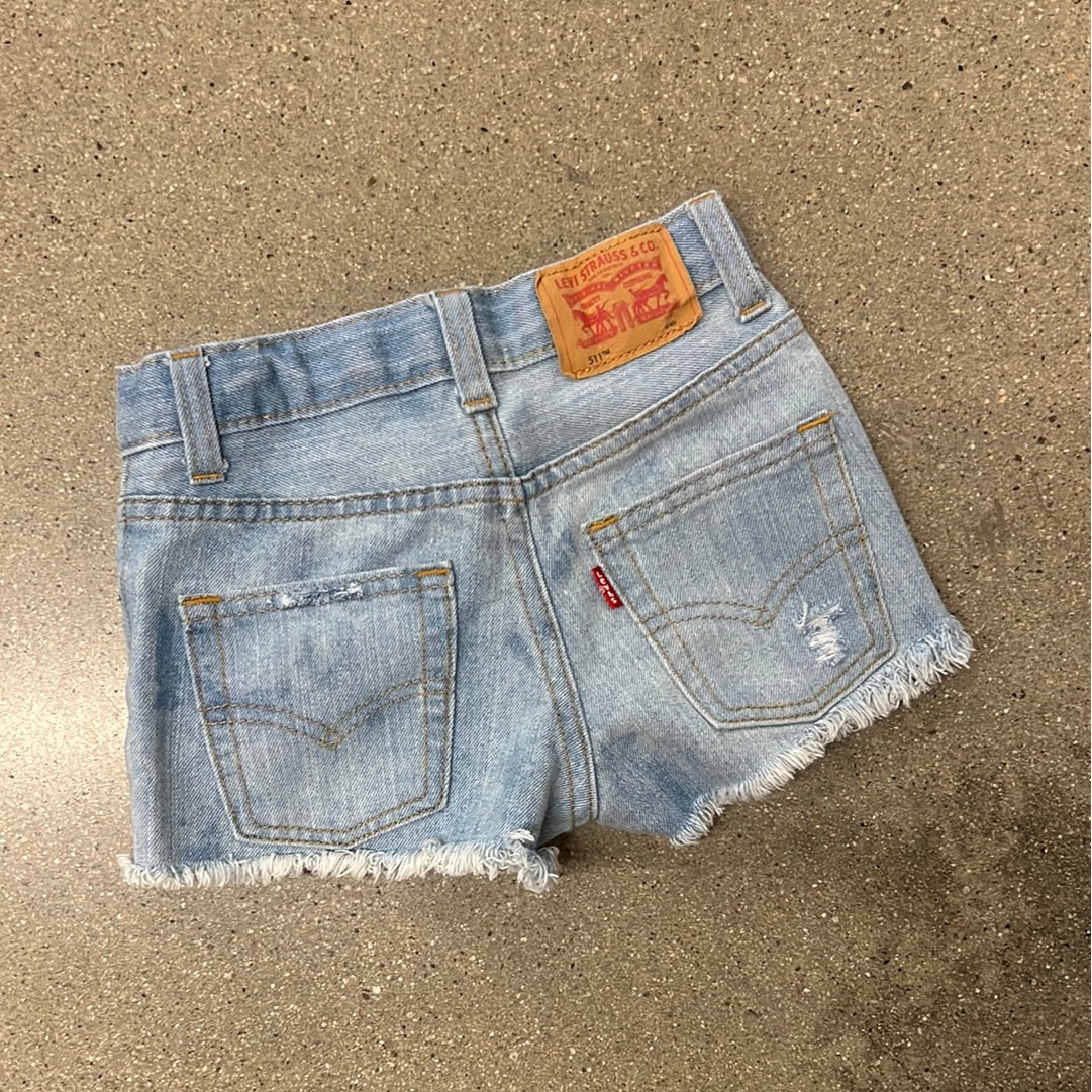 vintage levi's light wash upcycled denim cut-offs | size 6T