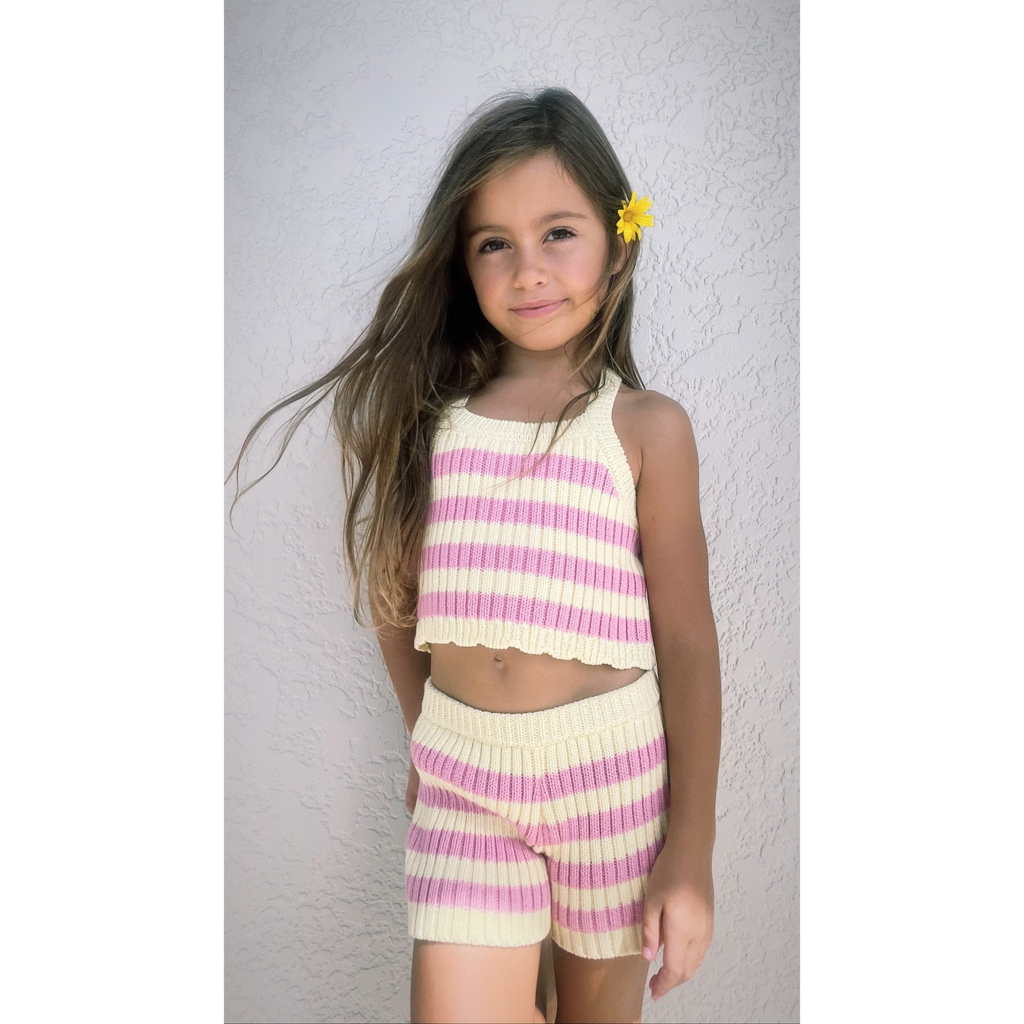 knit summer set | pink & yellow