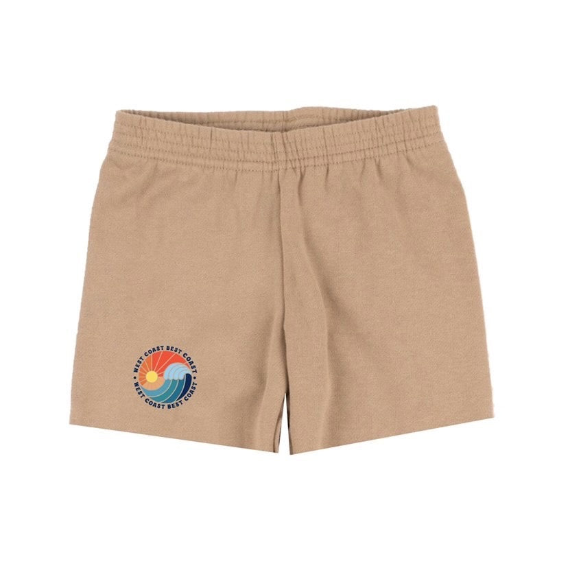 west coast best coast sweat shorts in beige