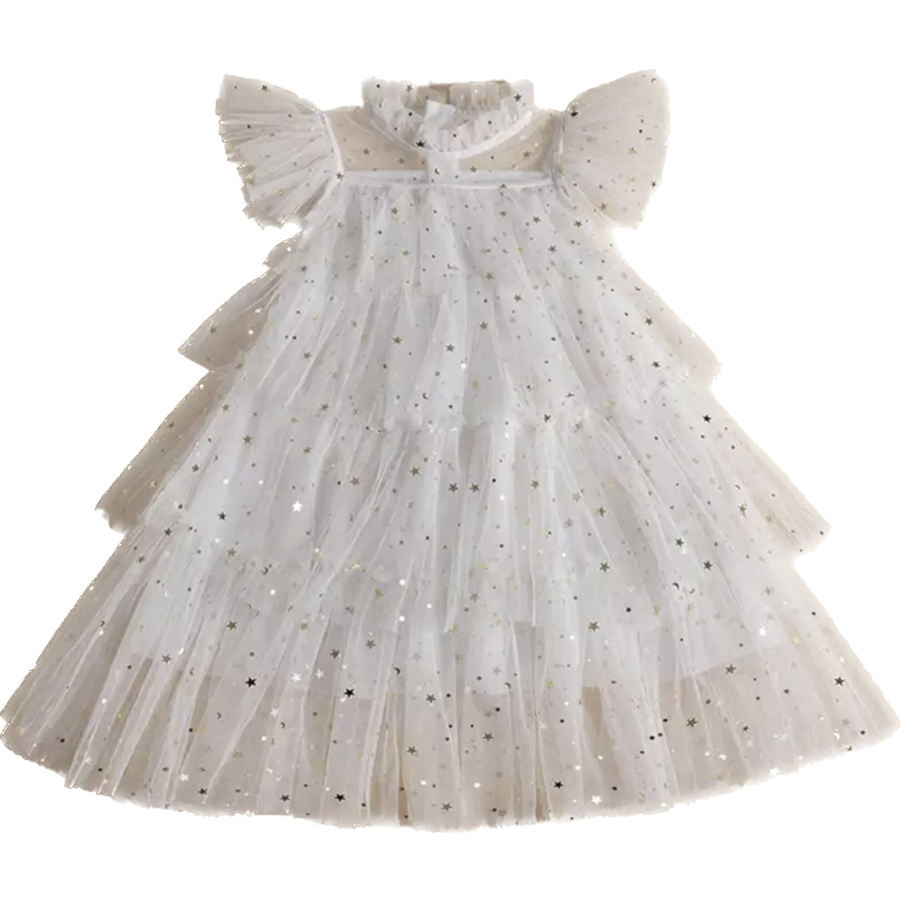 star tulle dress | white