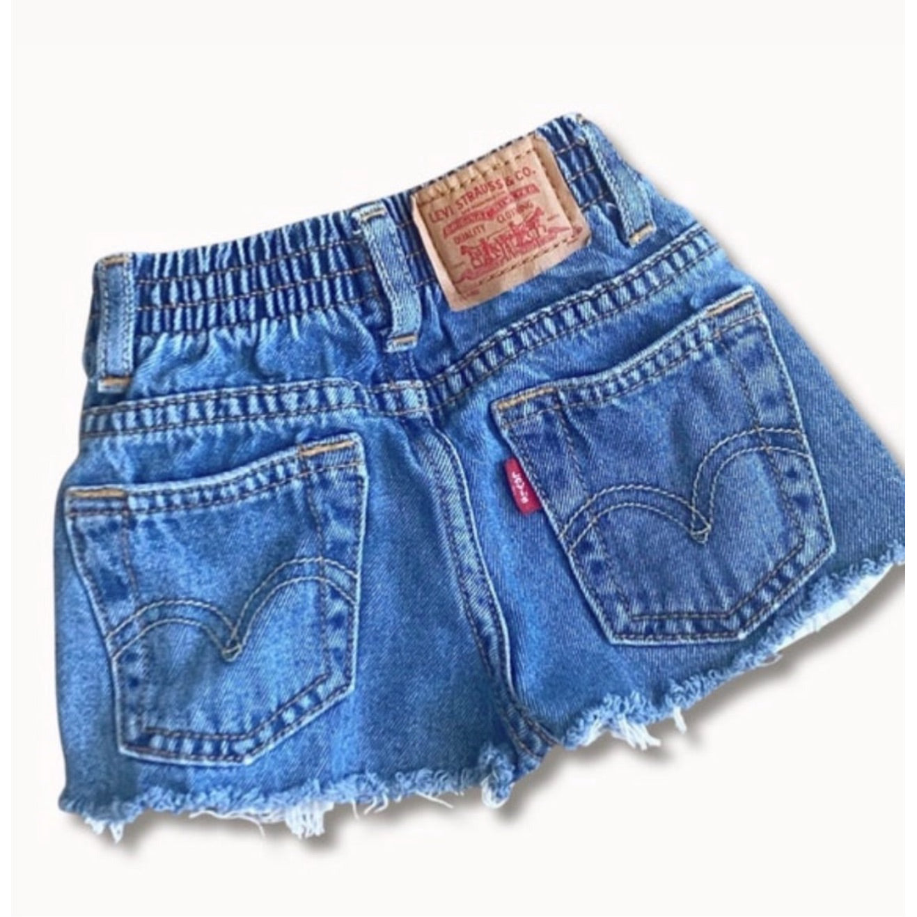 vintage levi's dark wash upcycled denim cut-offs | size 12 months