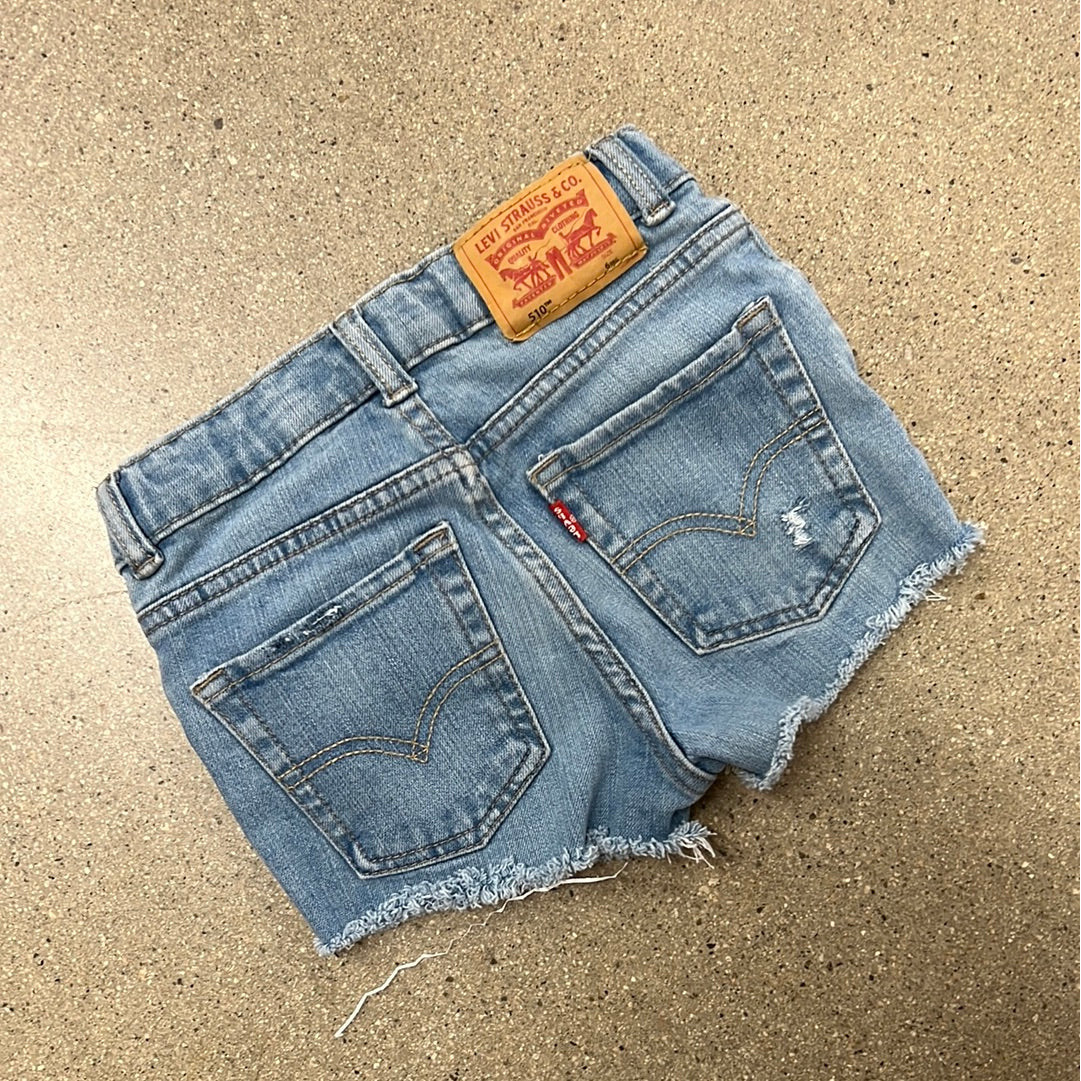 vintage levi's light wash upcycled denim cut-offs | size 6T