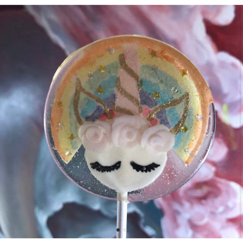 fondant rainbow unicorn lollipop