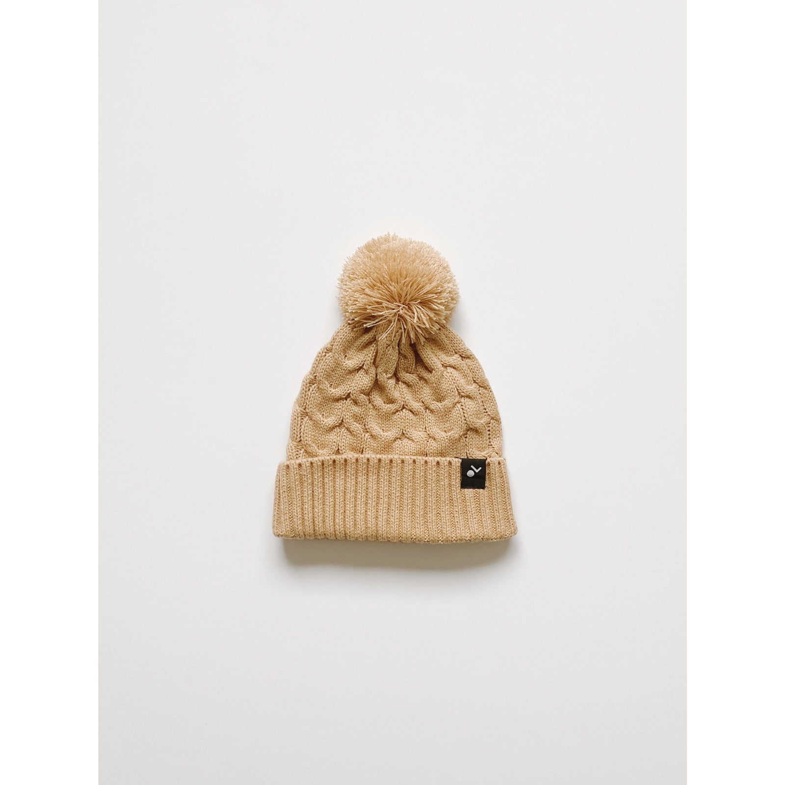 knit pom beanie in biscotti
