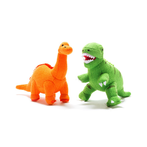 knitted green t rex plush toy