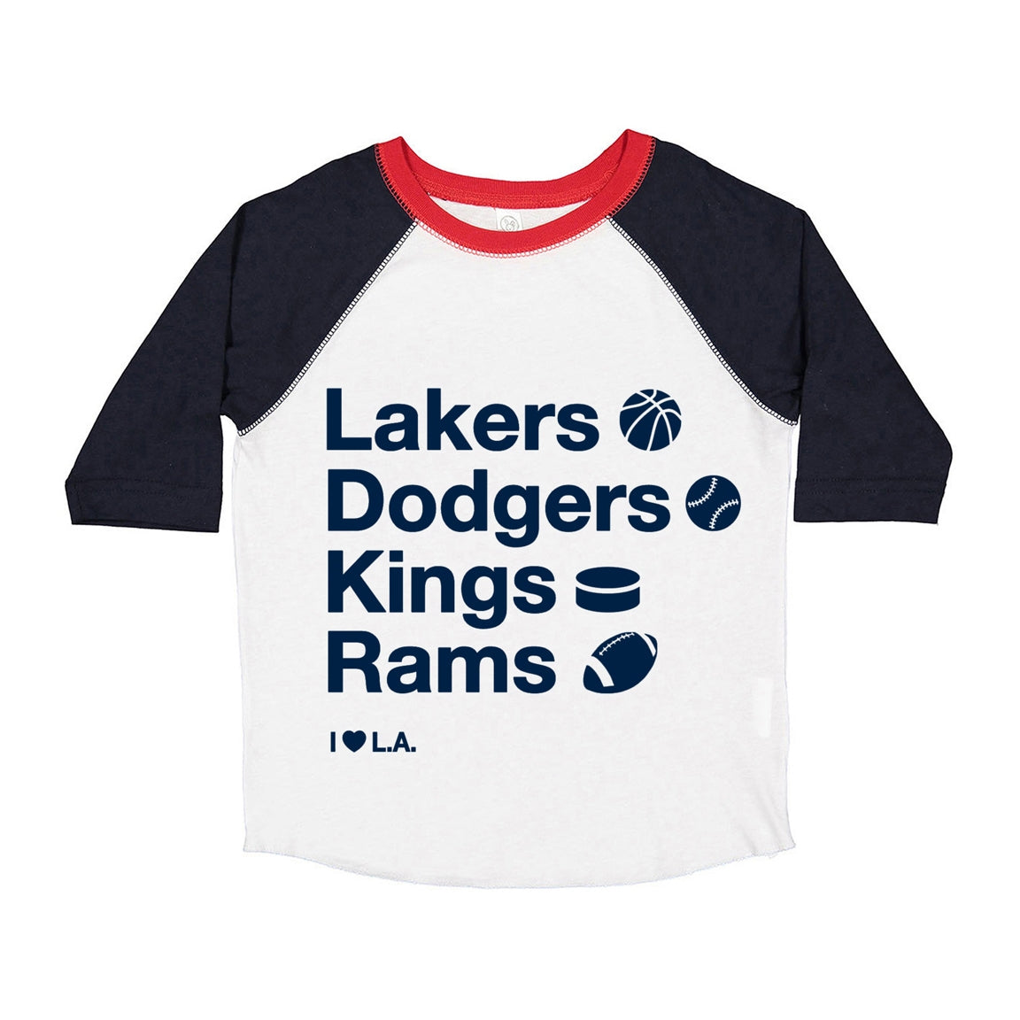 lakers dodgers kings rams raglan tee
