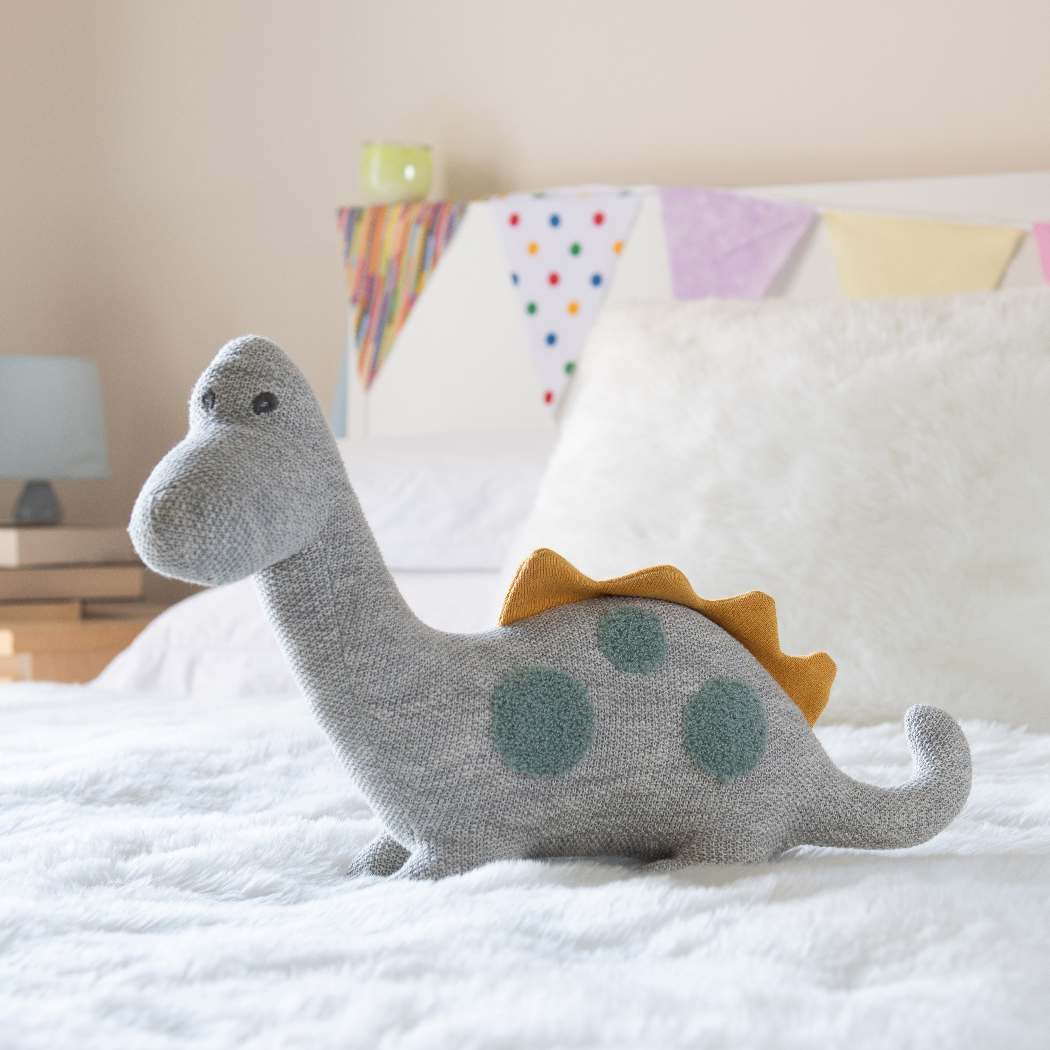 large organic cotton diplodocus plush toy