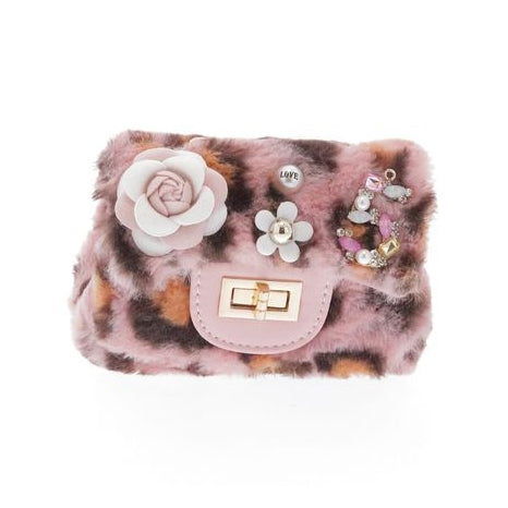 leopard furry mini purse