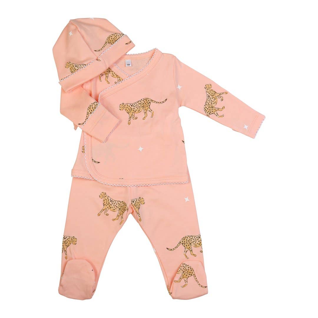leopard take home set in poppy pink