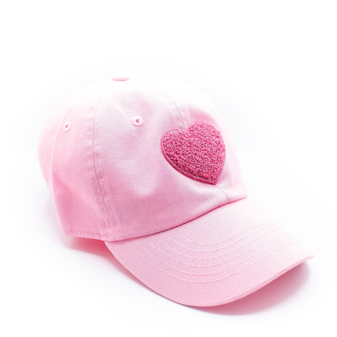 light pink terry heart hat