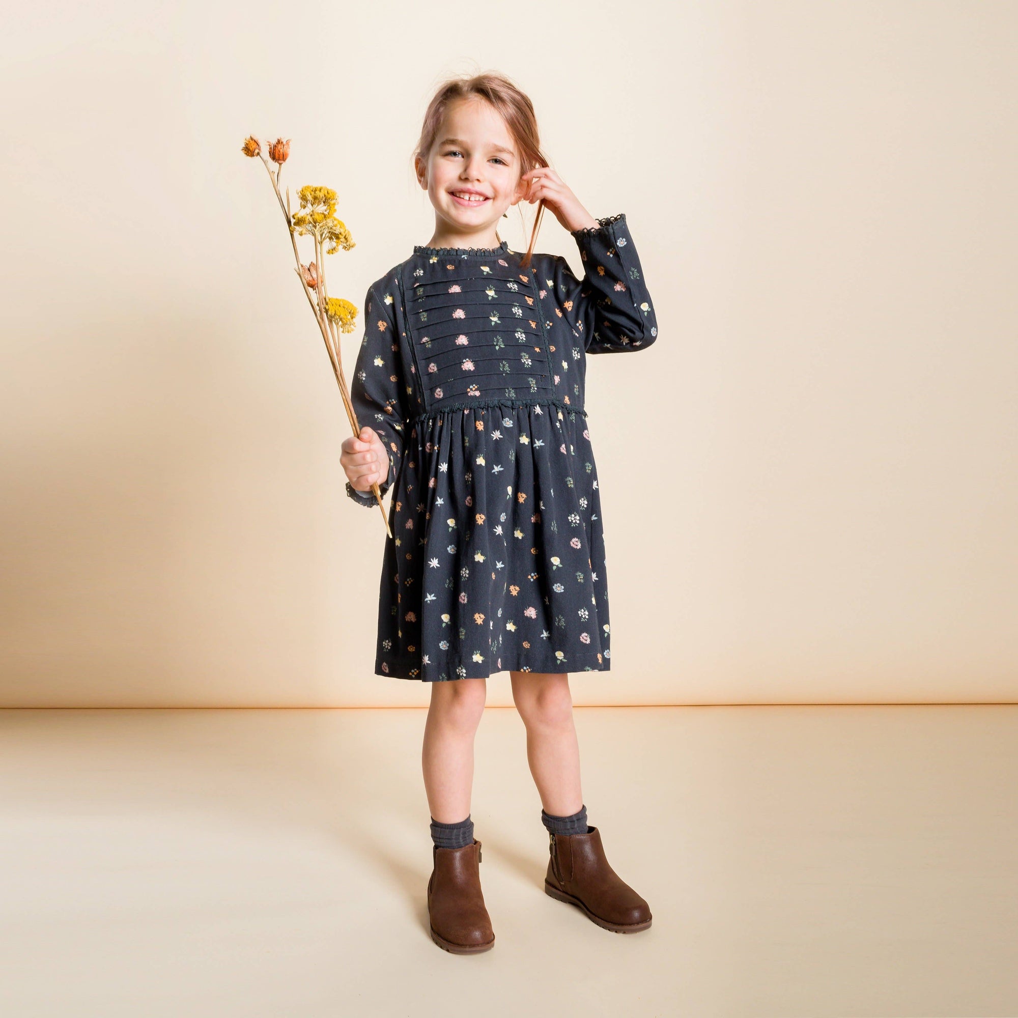 lulu dress in navy floral