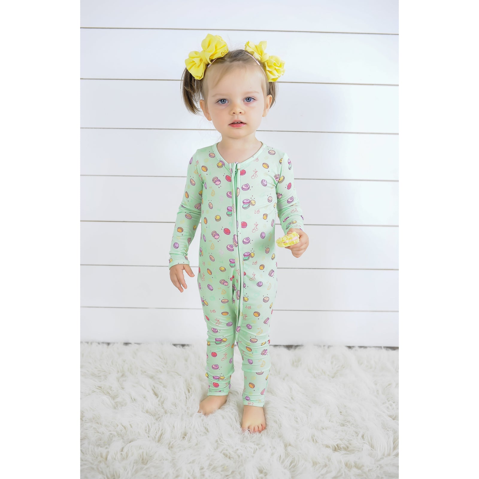 macaroon bamboo convertible footie pajamas