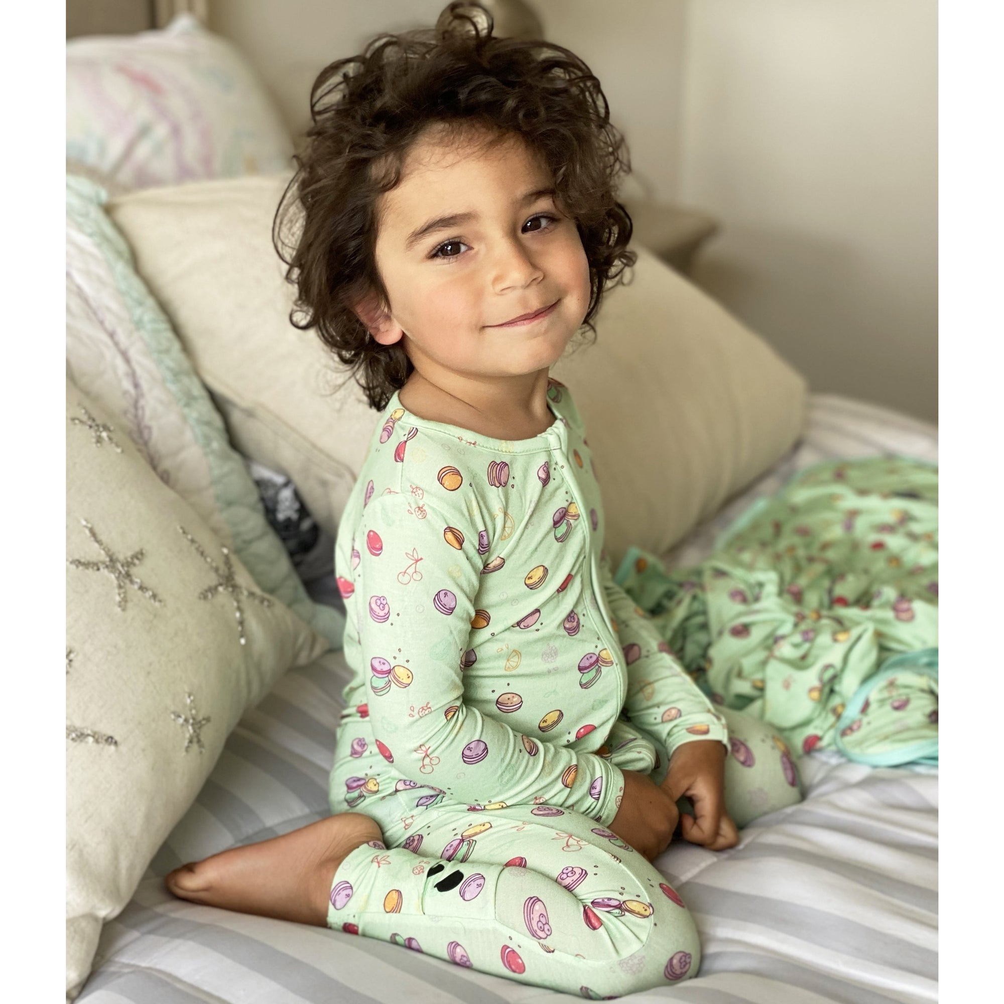 macaroon bamboo convertible footie pajamas
