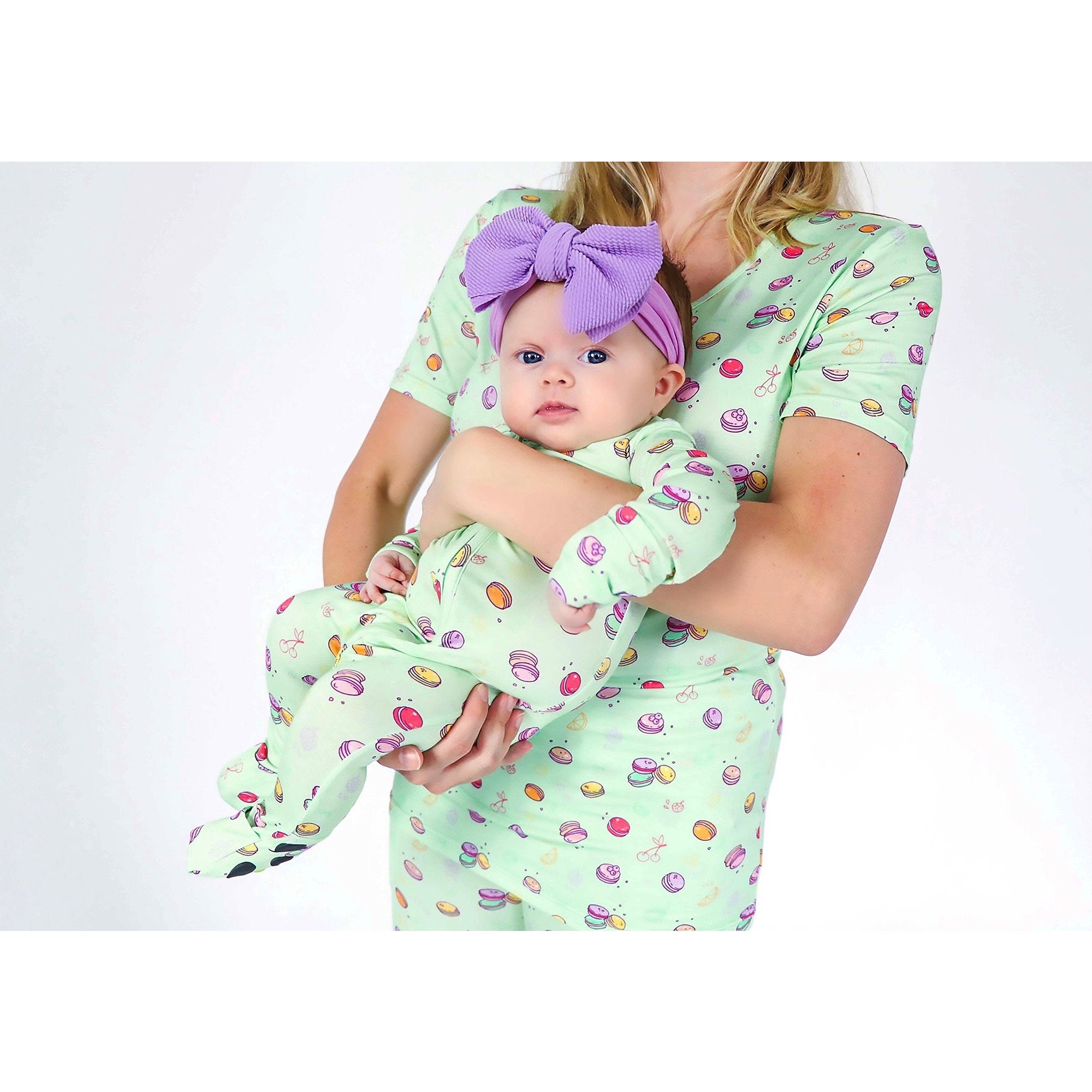 macaroon bamboo convertible footie pajamas