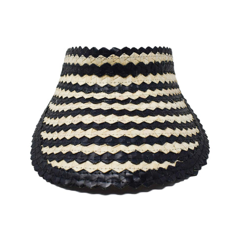 mama straw visor in black / natural stripe