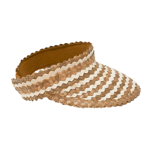 mama straw visor in caramel / natural stripe