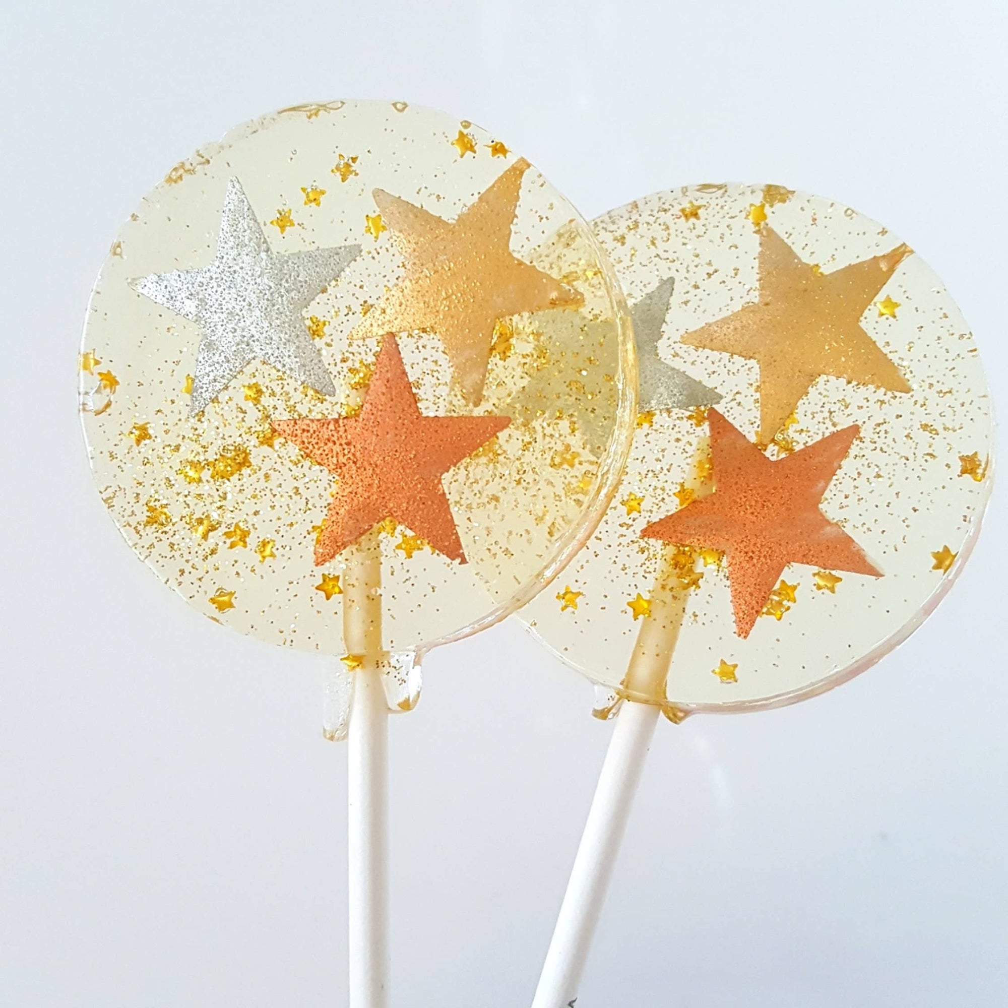 metallic stars lollipops in champagne
