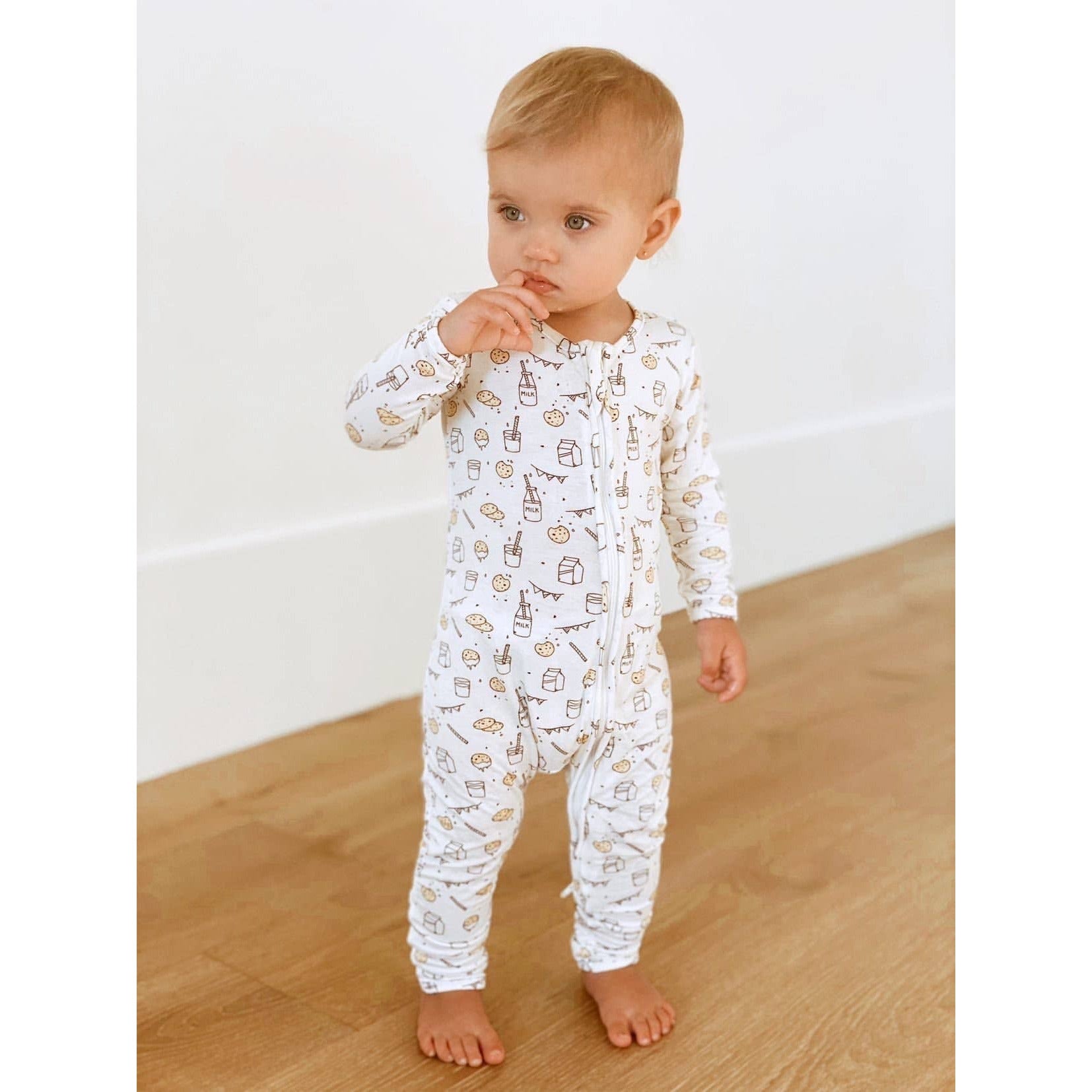 milk n cookies convertible footie pajamas