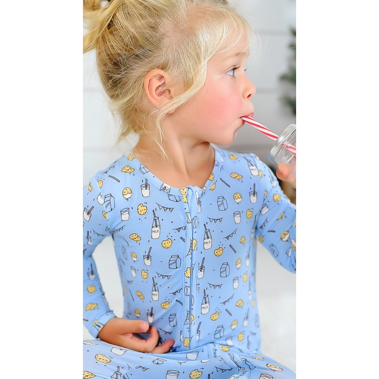 milk n cookies convertible footie pajamas in blue