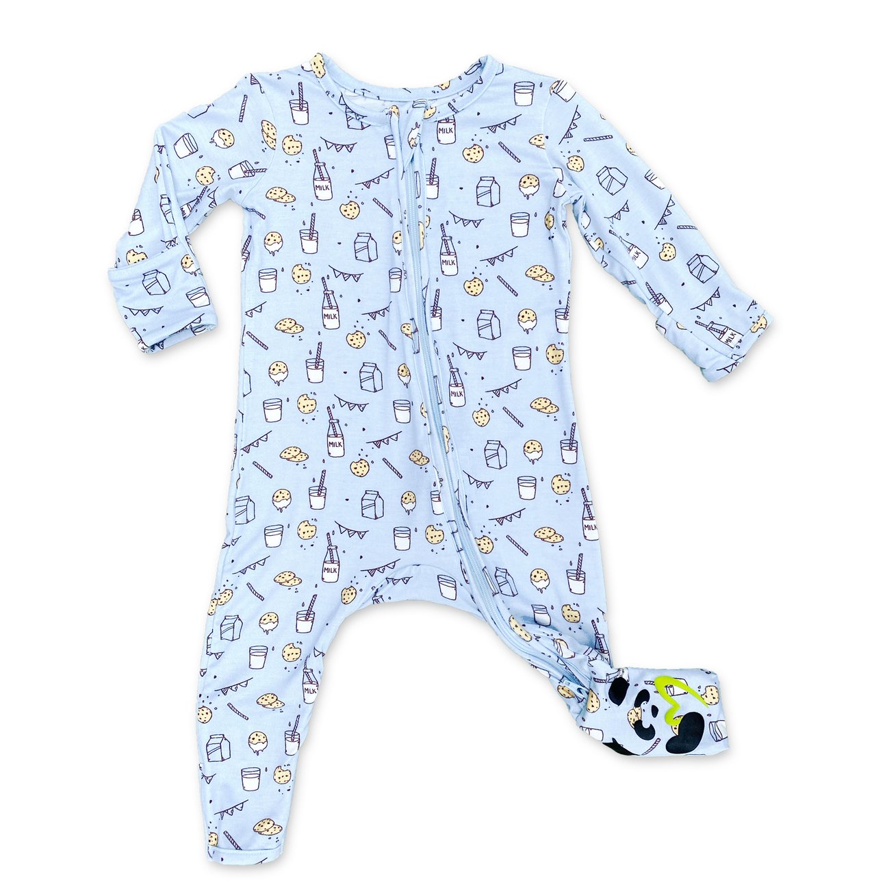 milk n cookies convertible footie pajamas in blue