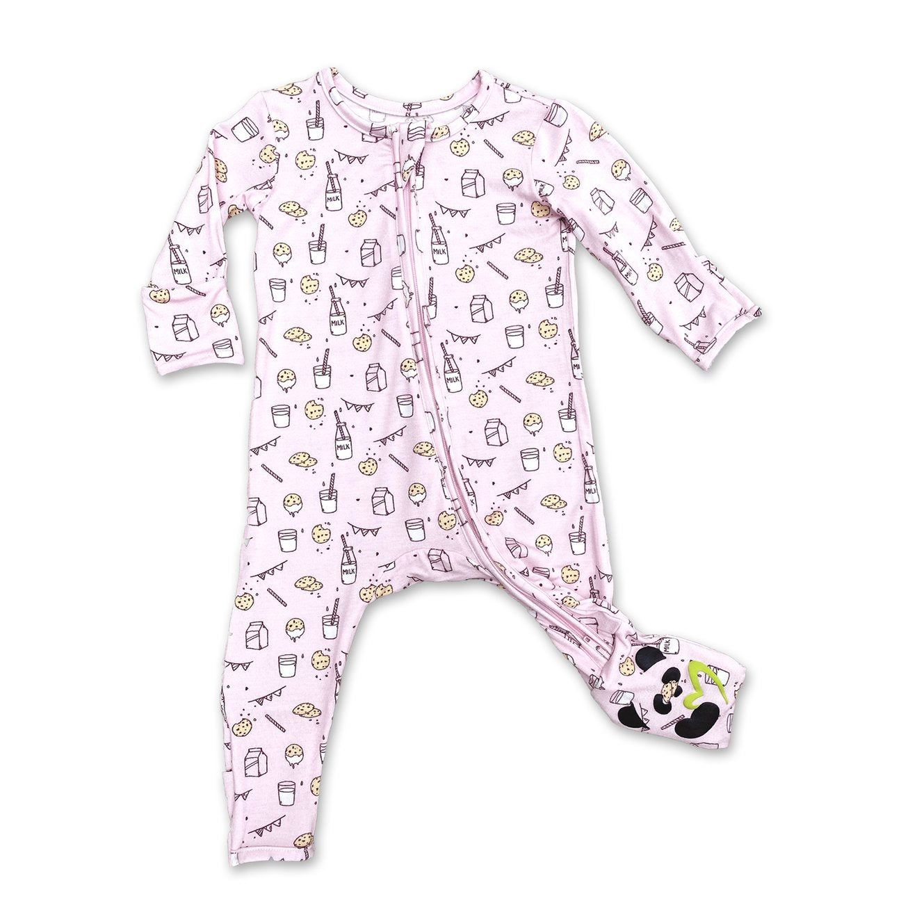 milk n cookies convertible footie pajamas in pink