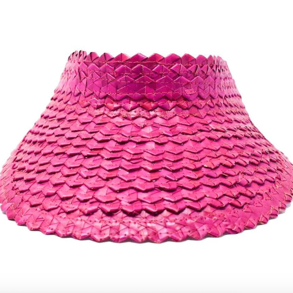 mini straw visor in pink