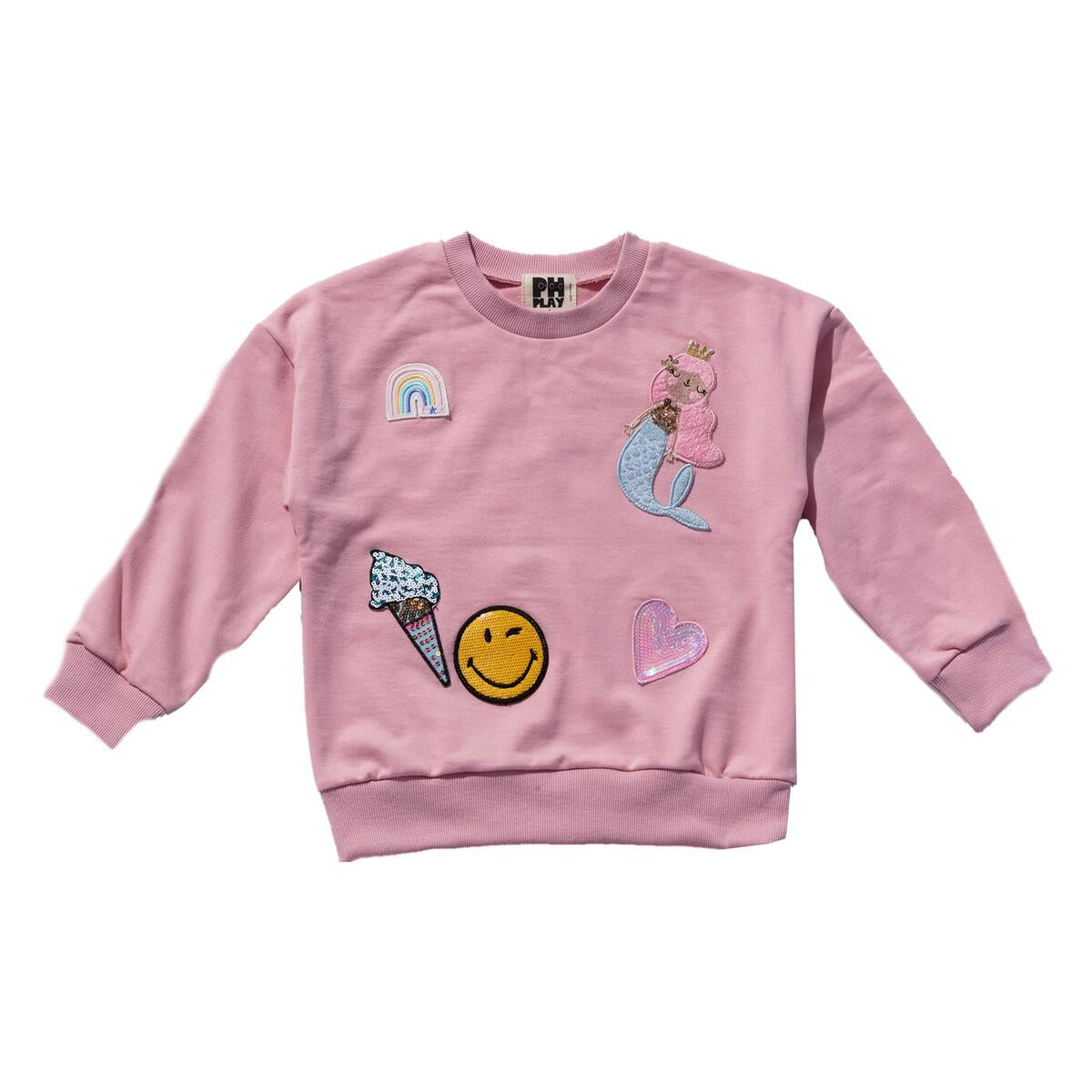multi patched sweatshirts | pink