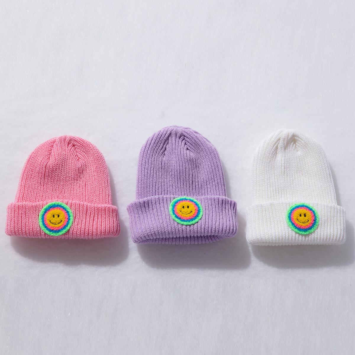 multi smile beanie | pink