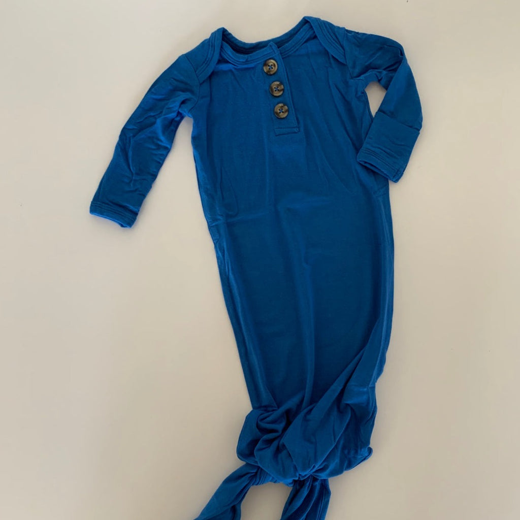 newborn gown in electric blue